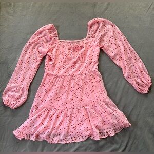 Women's Pink & Red Heart Babydoll Mini Dress